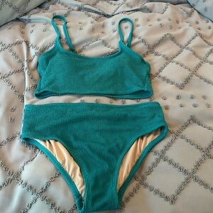 Teal two piece swim suit